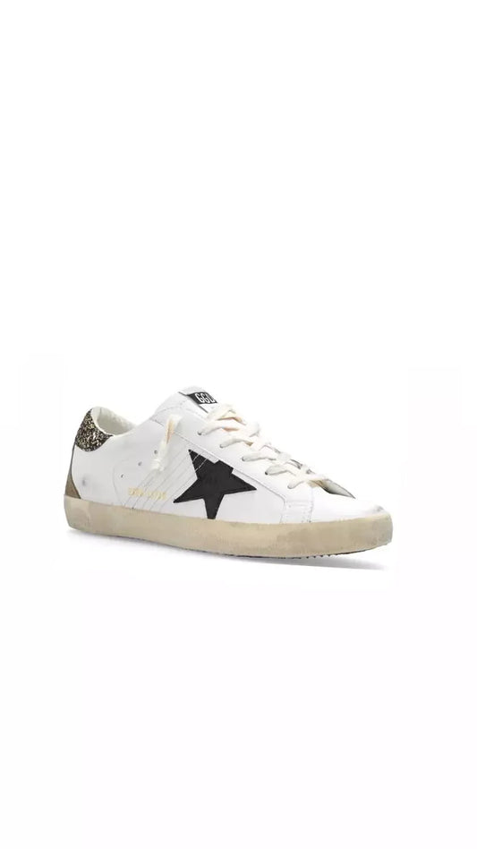 Golden Goose Super-Star White Black Croc Glitter