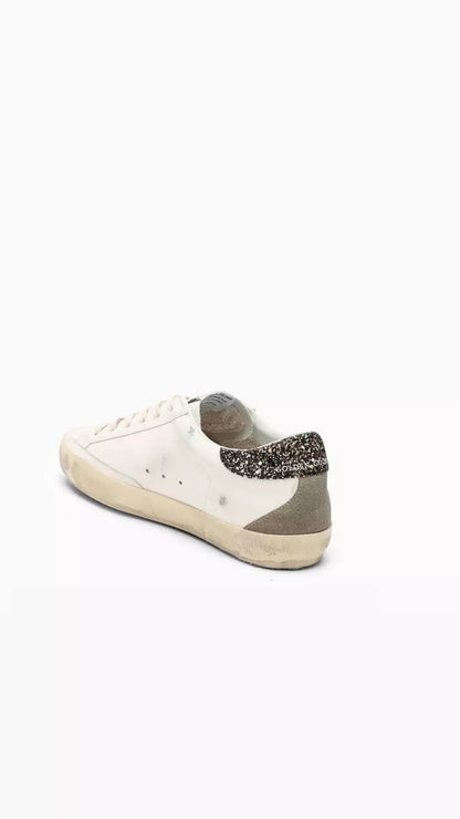 Golden Goose Super-Star White Black Croc Glitter