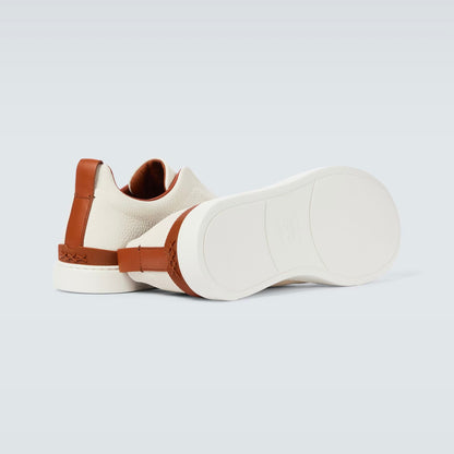 Zegna Triple Stitch leather sneakers WHITE TRIPLE STITCH